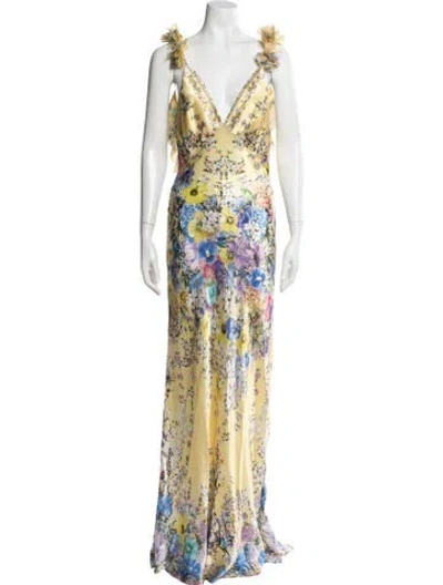 Pre-owned Camilla Silk Long Dress In Yellow