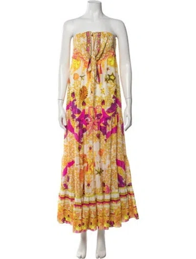 Pre-owned Camilla Silk Long Dress In Yellow