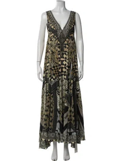 Pre-owned Camilla Silk Long Dress In Yellow