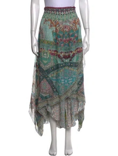 Pre-owned Camilla Silk Long Skirt In Green
