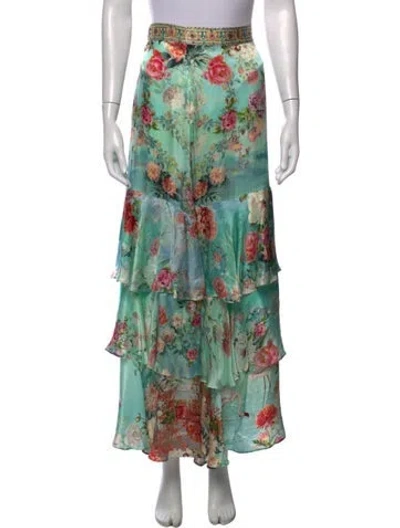 Pre-owned Camilla Silk Long Skirt In Green