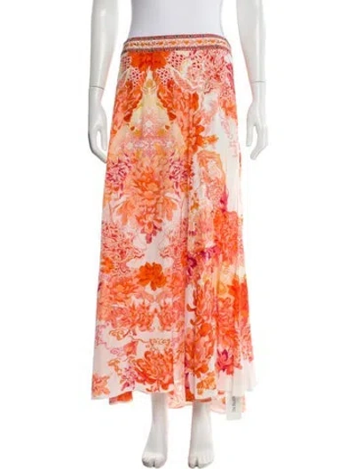 Pre-owned Camilla Silk Long Skirt In Orange