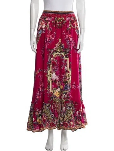 Pre-owned Camilla Silk Long Skirt In Red