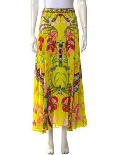 Pre-owned Camilla Silk Long Skirt In Yellow