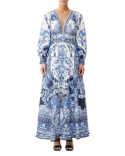 Camilla Silk Maxi Dress In Blue