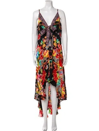 Pre-owned Camilla Silk Midi Length Dress In Black