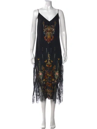 Pre-owned Camilla Silk Midi Length Dress In Black
