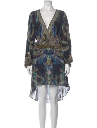 Pre-owned Camilla Silk Midi Length Dress In Blue