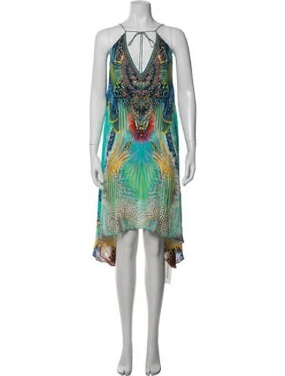 Pre-owned Camilla Silk Midi Length Dress In Blue
