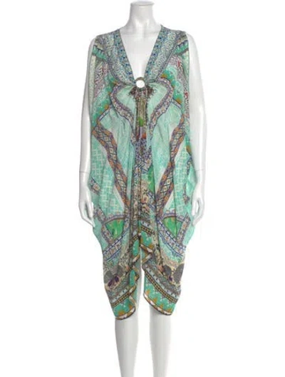 Pre-owned Camilla Silk Midi Length Dress In Green