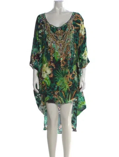 Pre-owned Camilla Silk Midi Length Dress In Green