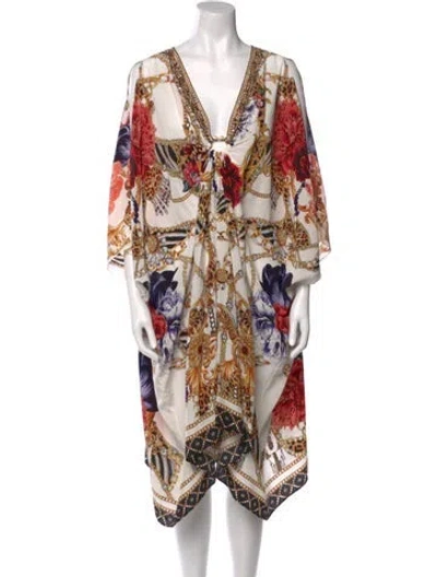 Pre-owned Camilla Silk Midi Length Dress In Neutral