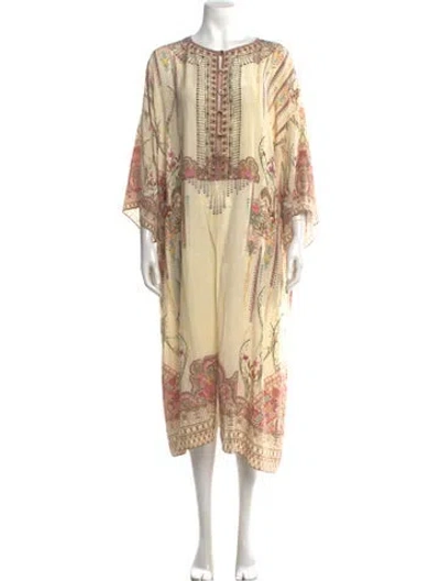 Pre-owned Camilla Silk Midi Length Dress In Neutral