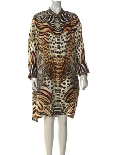 Pre-owned Camilla Silk Midi Length Dress In Neutrals