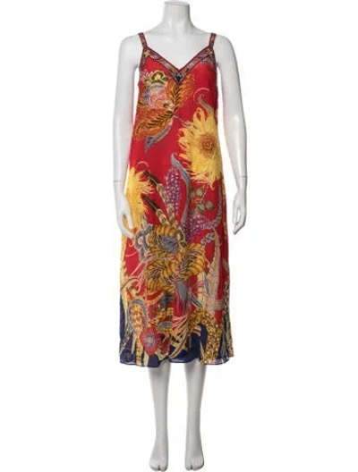 Pre-owned Camilla Silk Midi Length Dress In Red