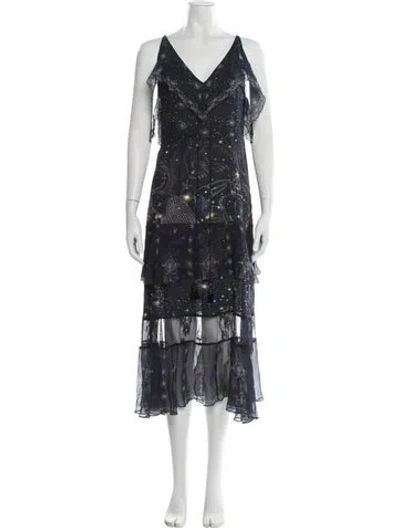 Pre-owned Camilla Silk Midi Length Dress W/ Tags In Blue