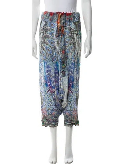 Pre-owned Camilla Silk Midi Length Skirt In Blue/white