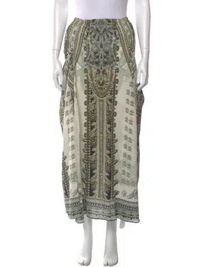 Pre-owned Camilla Silk Midi Length Skirt In Green