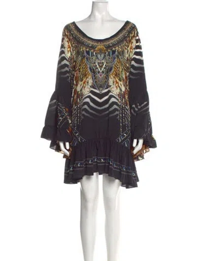 Pre-owned Camilla Silk Mini Dress In Black