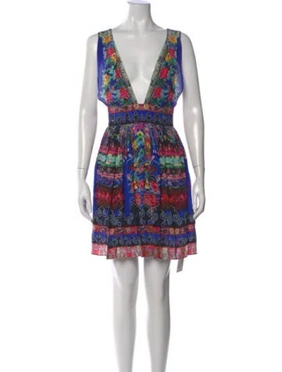 Pre-owned Camilla Silk Mini Dress In Black