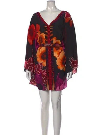 Pre-owned Camilla Silk Mini Dress In Black