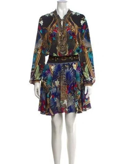 Pre-owned Camilla Silk Mini Dress In Black