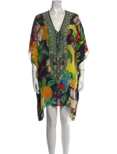 Pre-owned Camilla Silk Mini Dress In Black
