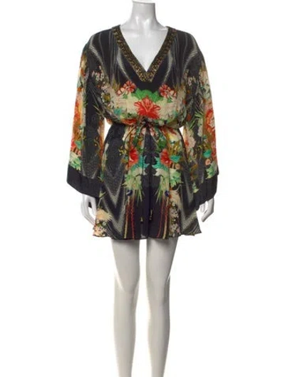 Pre-owned Camilla Silk Mini Dress In Black