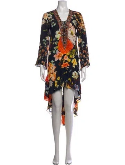 Pre-owned Camilla Silk Mini Dress In Black