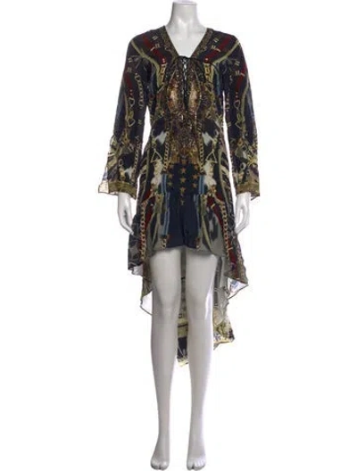 Pre-owned Camilla Silk Mini Dress In Black