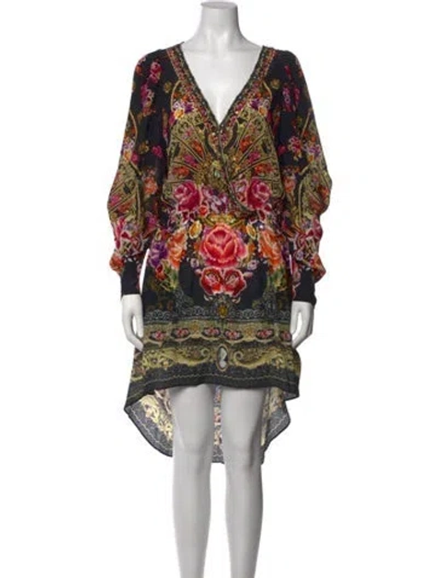 Pre-owned Camilla Silk Mini Dress In Black