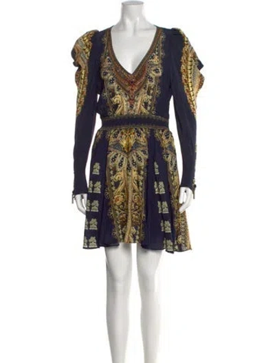 Pre-owned Camilla Silk Mini Dress In Blue