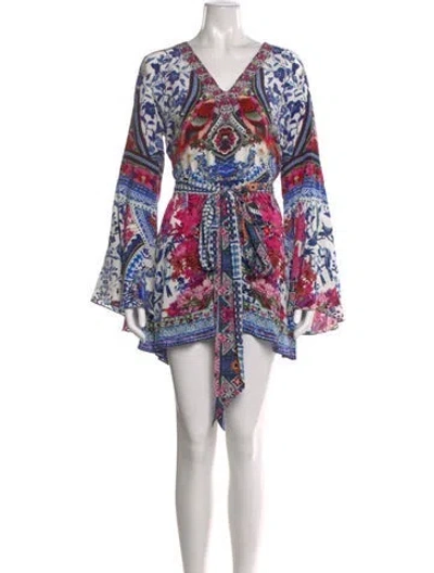 Pre-owned Camilla Silk Mini Dress In Blue