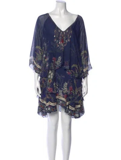 Pre-owned Camilla Silk Mini Dress In Blue