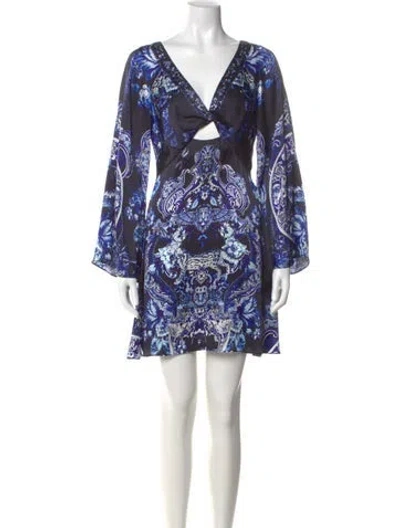 Pre-owned Camilla Silk Mini Dress In Blue
