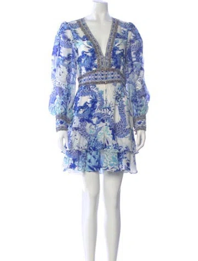 Pre-owned Camilla Silk Mini Dress In Blue