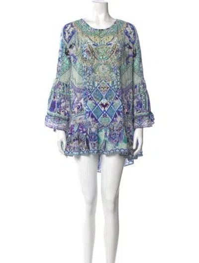 Pre-owned Camilla Silk Mini Dress In Blue