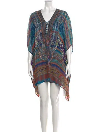 Pre-owned Camilla Silk Mini Dress In Blue