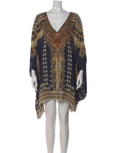 Pre-owned Camilla Silk Mini Dress In Blue