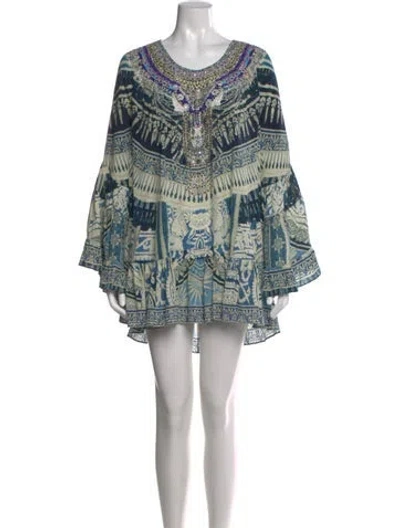 Pre-owned Camilla Silk Mini Dress In Blue