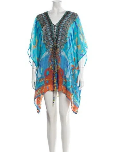 Pre-owned Camilla Silk Mini Dress In Blue