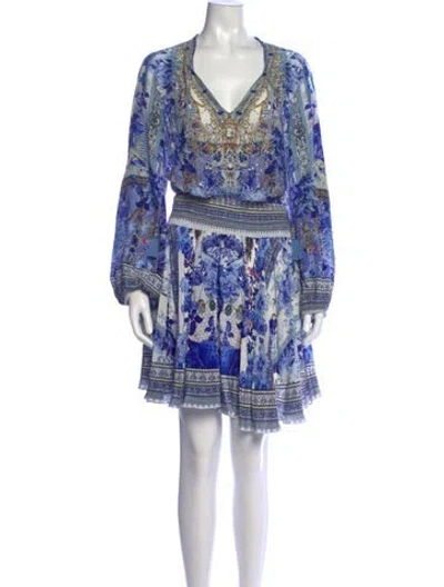 Pre-owned Camilla Silk Mini Dress In Blue