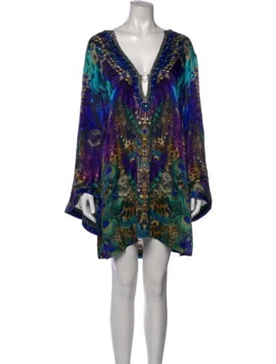 Pre-owned Camilla Silk Mini Dress In Blue