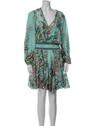 Pre-owned Camilla Silk Mini Dress In Blue