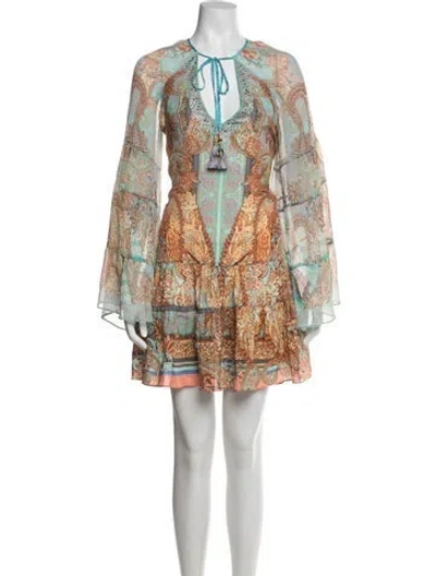Pre-owned Camilla Silk Mini Dress In Blue