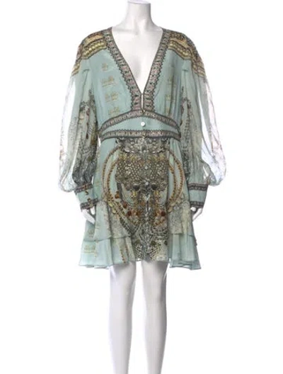 Pre-owned Camilla Silk Mini Dress In Blue