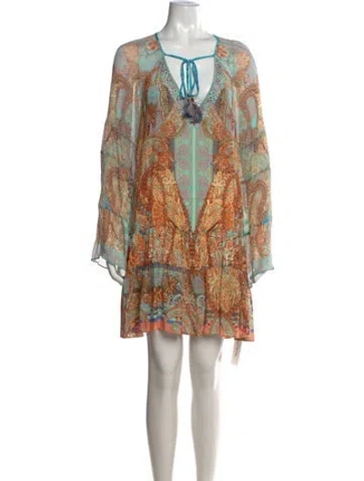 Pre-owned Camilla Silk Mini Dress In Blue