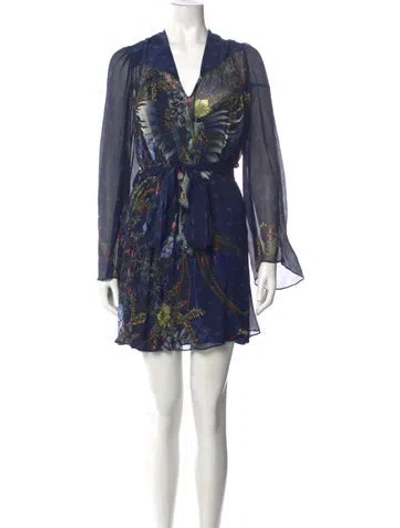 Pre-owned Camilla Silk Mini Dress In Blue