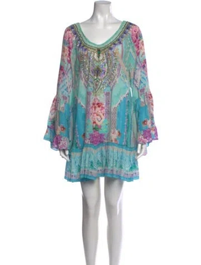Pre-owned Camilla Silk Mini Dress In Blue