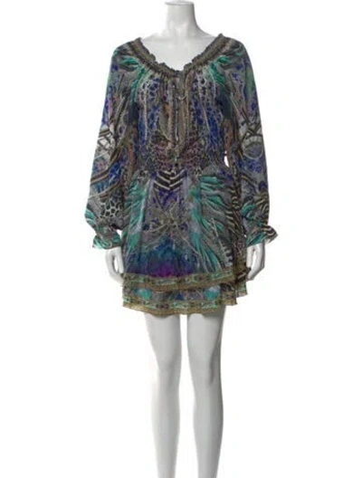 Pre-owned Camilla Silk Mini Dress In Blue